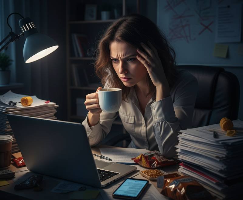 mujer con estres laboral